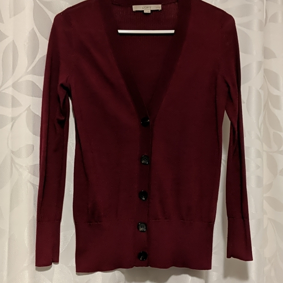 Loft Maroon button up cardigan - Picture 1 of 4